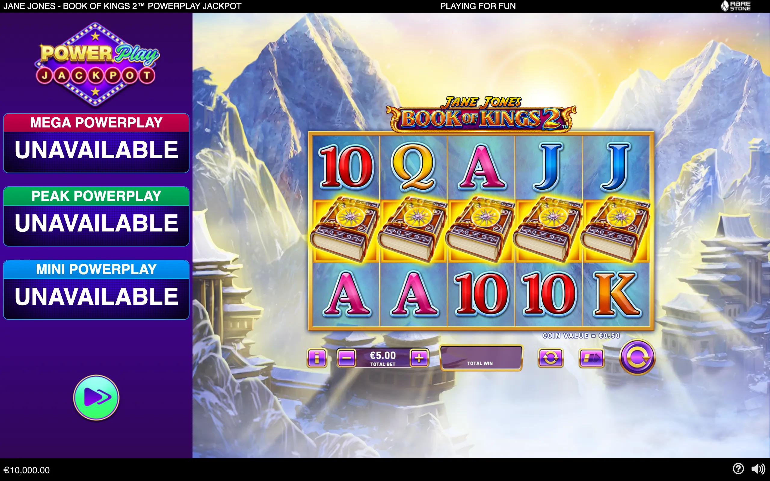 Jane Jones Book of Kings 2 PowerPlay Jackpot slot board