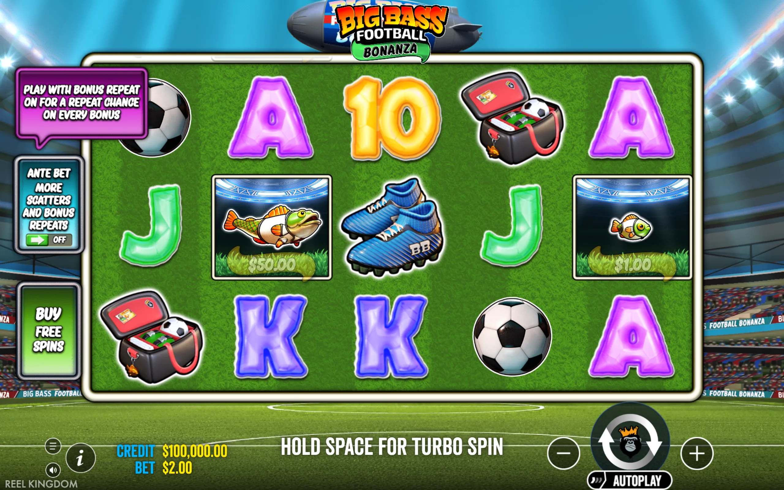 Big Bass Football Bonanza slot gameplay screenshot 1