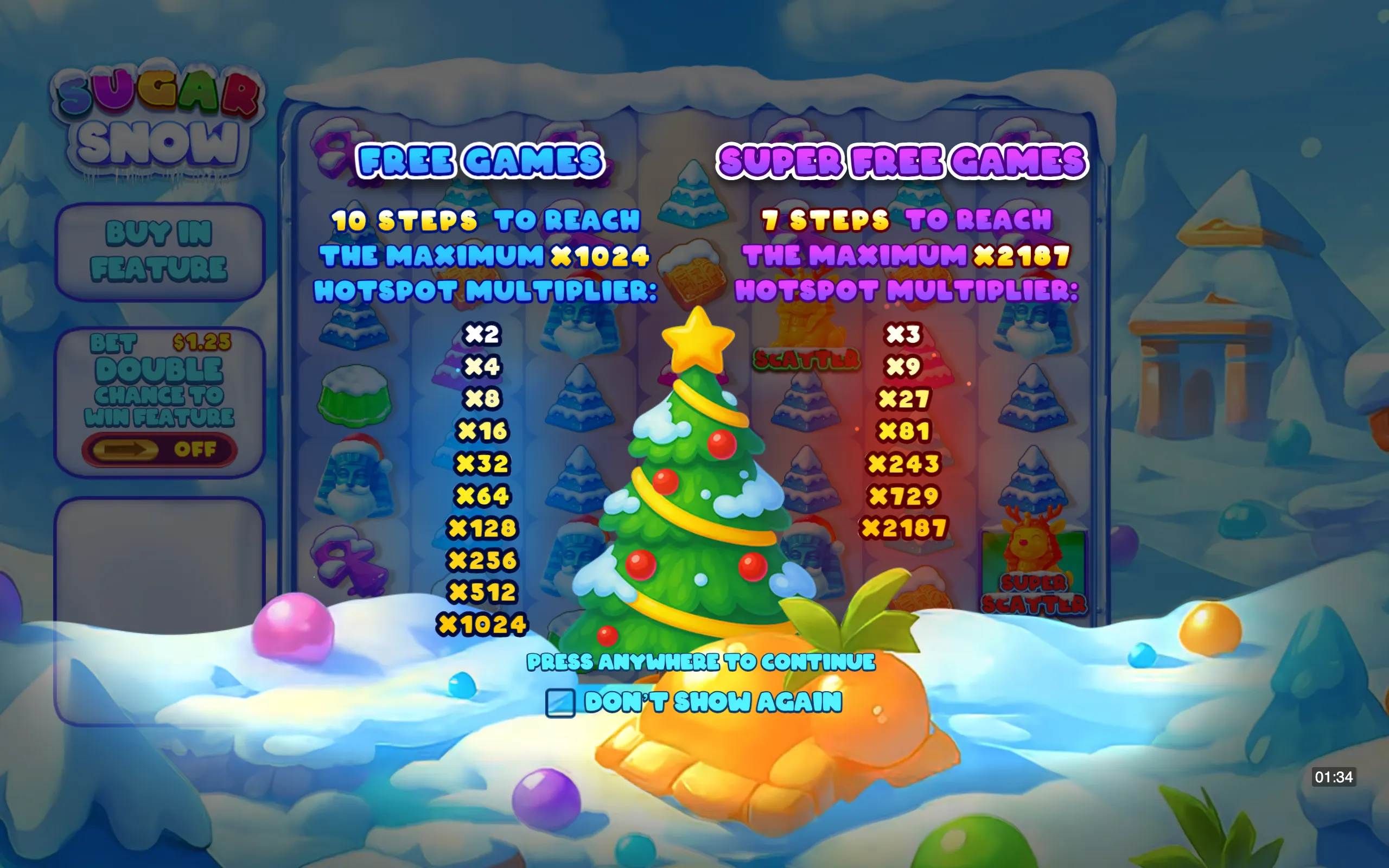 Sugar Snow symbol payouts on the game board