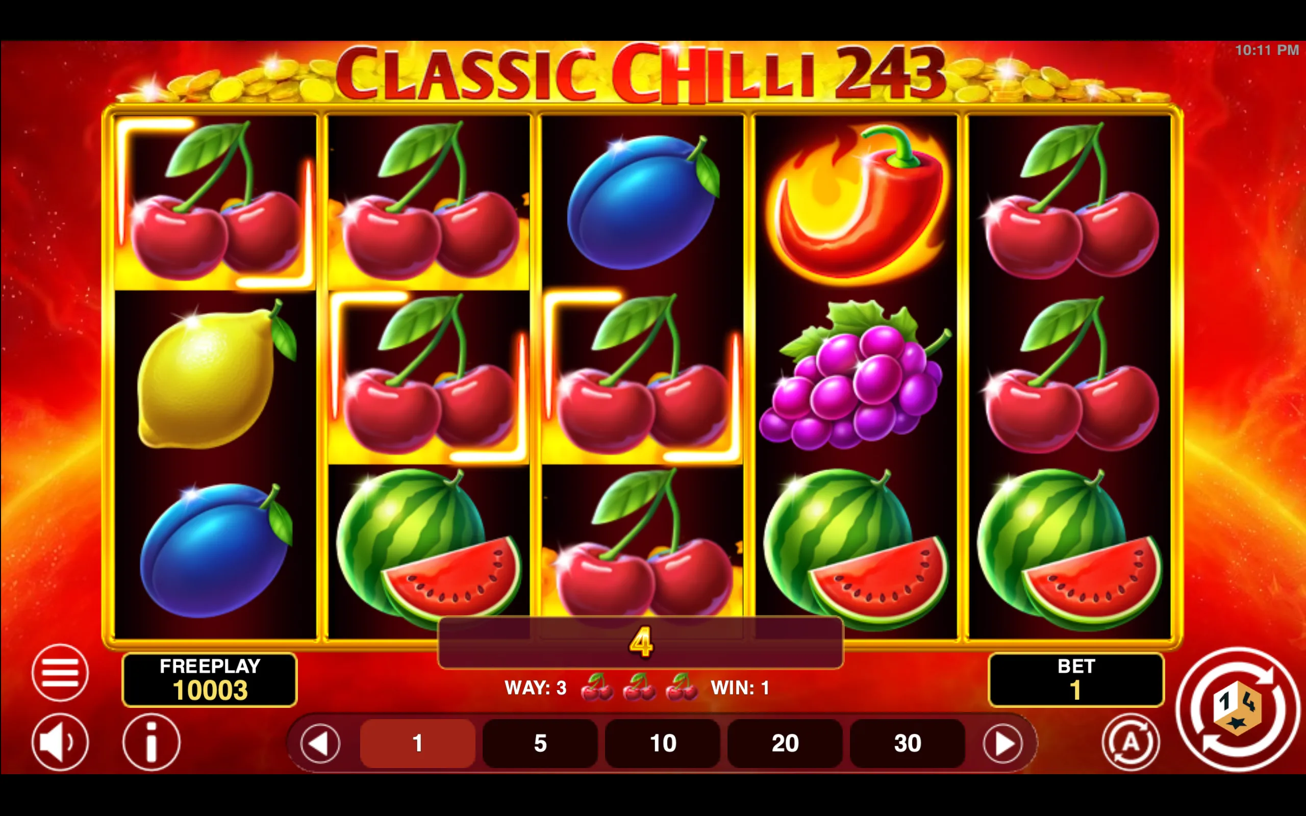 Classic Chilli 243 slot gameplay screenshot 1
