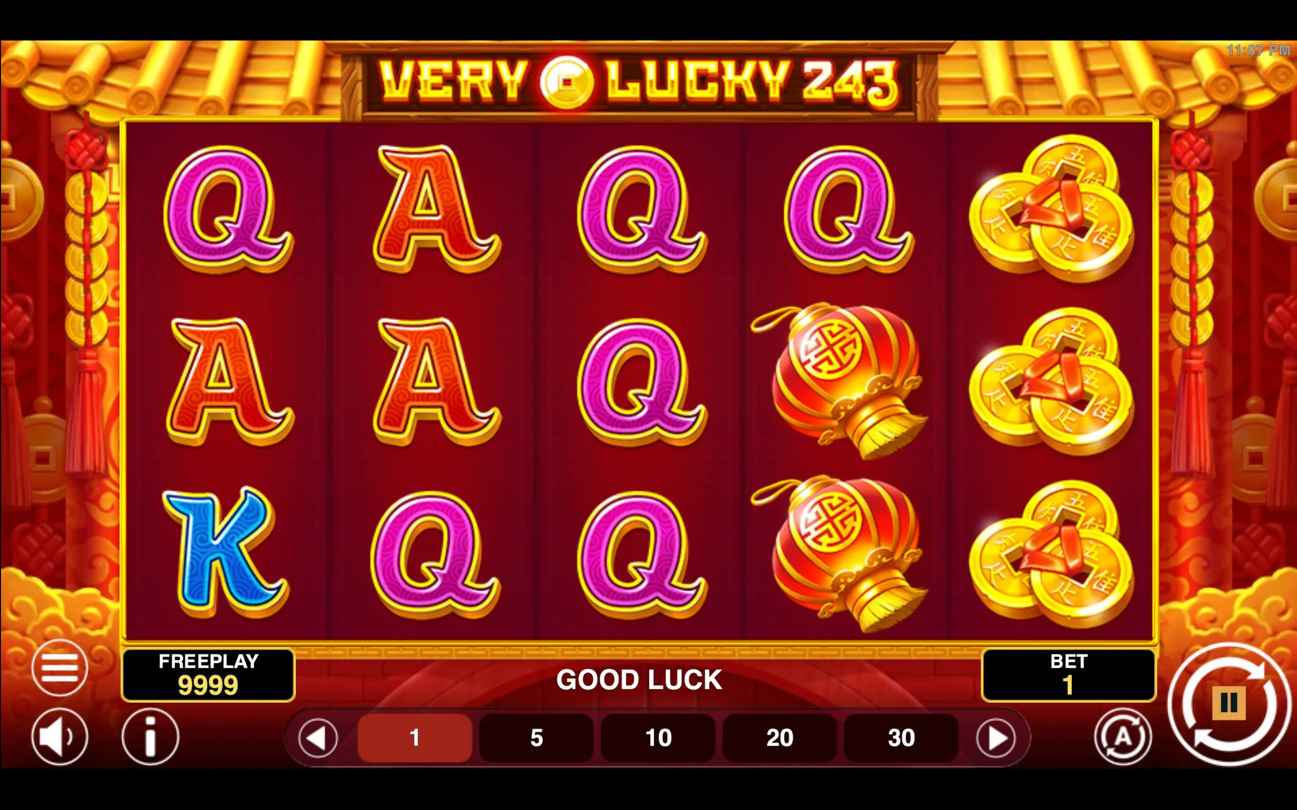 Very Lucky 243 slot gameplay screenshot 1