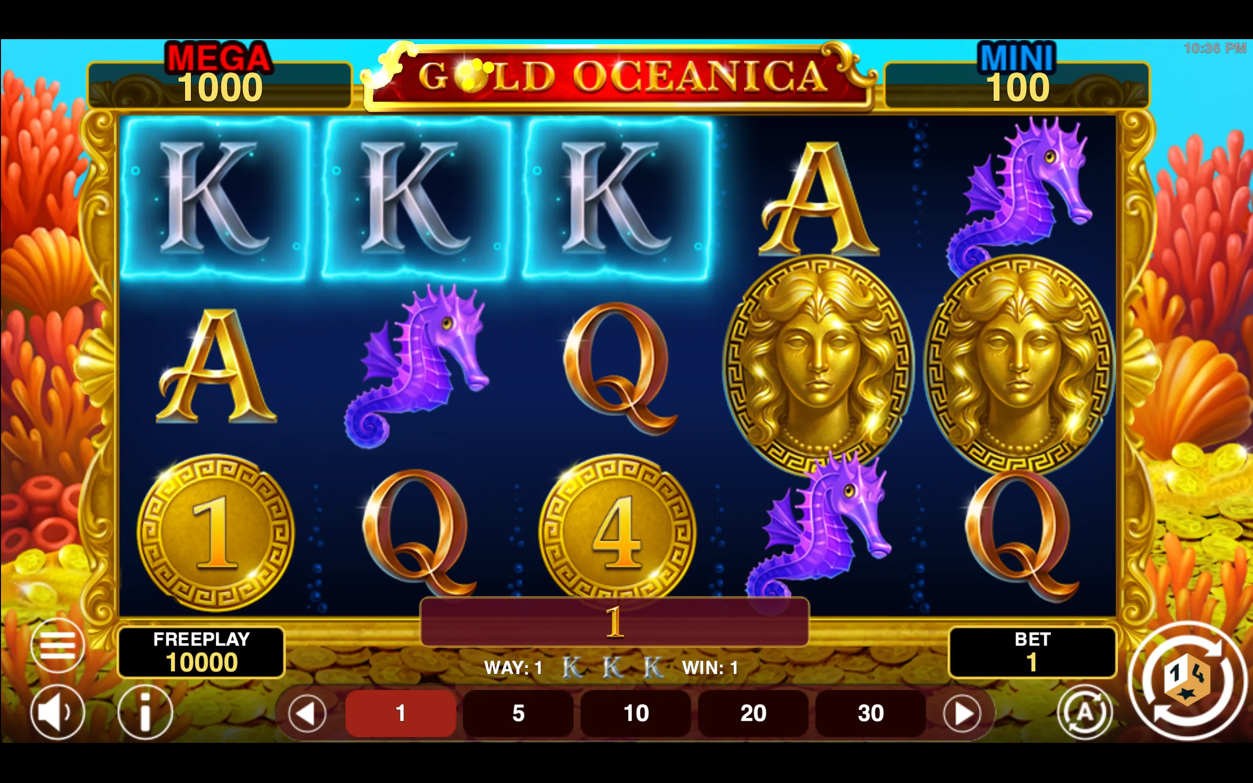 Gold Oceanica slot gameplay screenshot 1