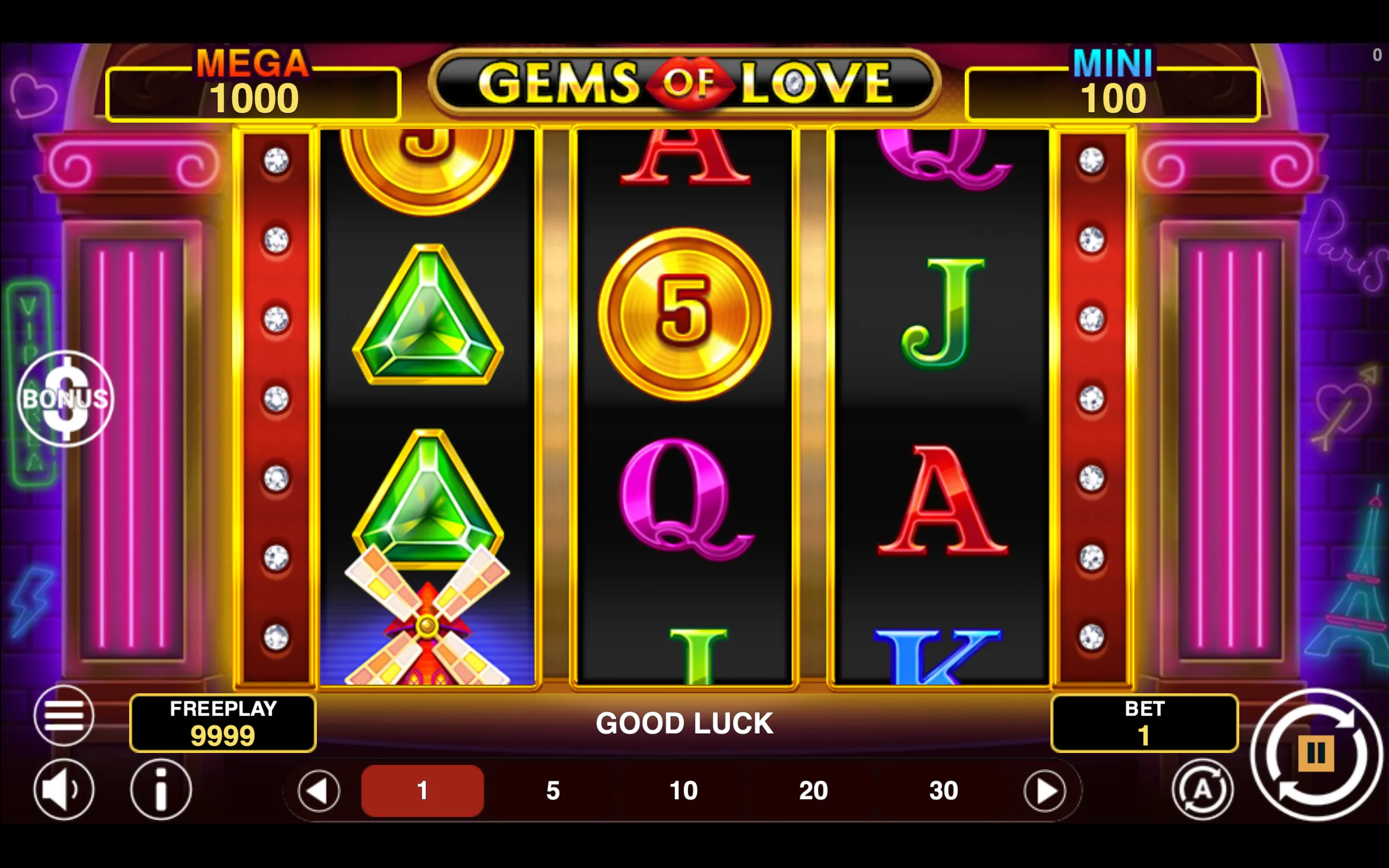 Gems of Love Hold & Win slot gameplay screenshot 1