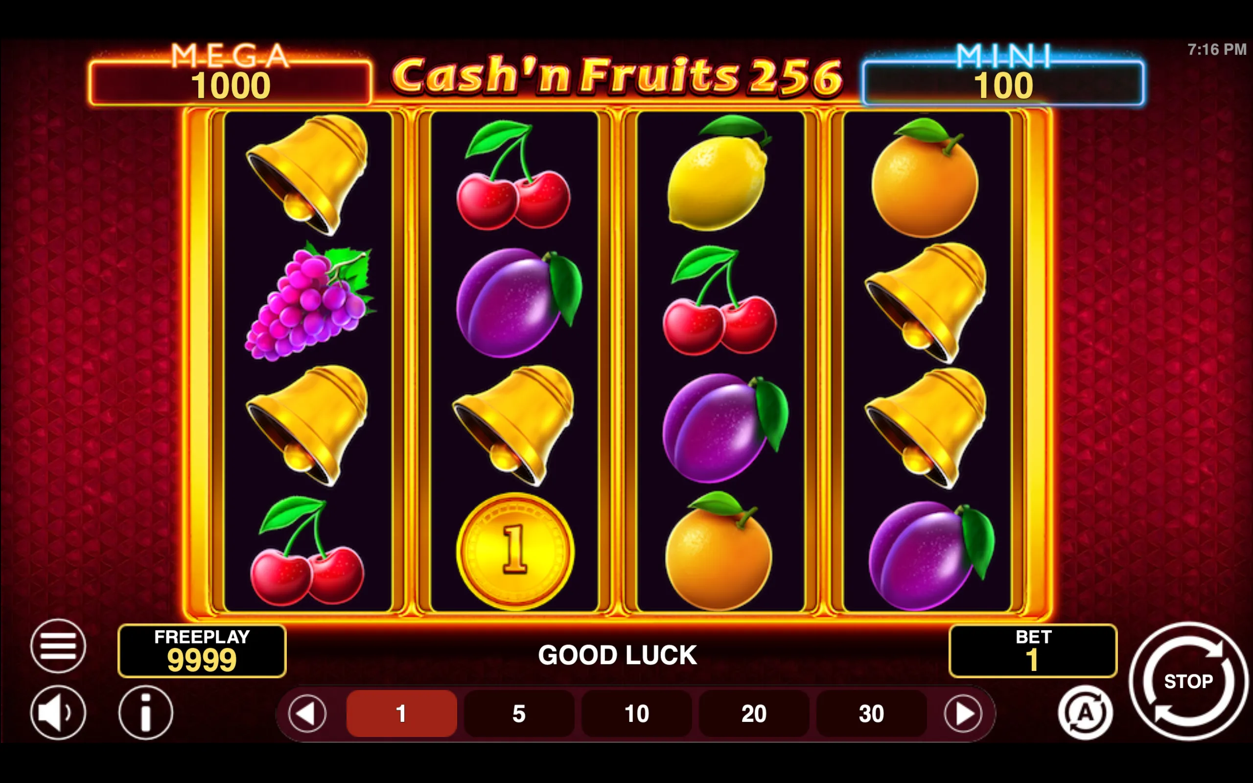 Cash'n Fruits 256 Hold & Win slot gameplay screenshot 1