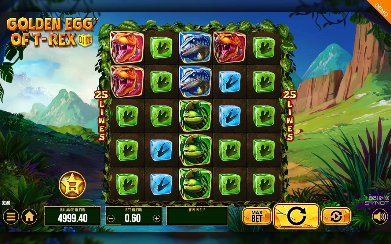Golden Egg of T-Rex Dice slot gameplay screenshot 1