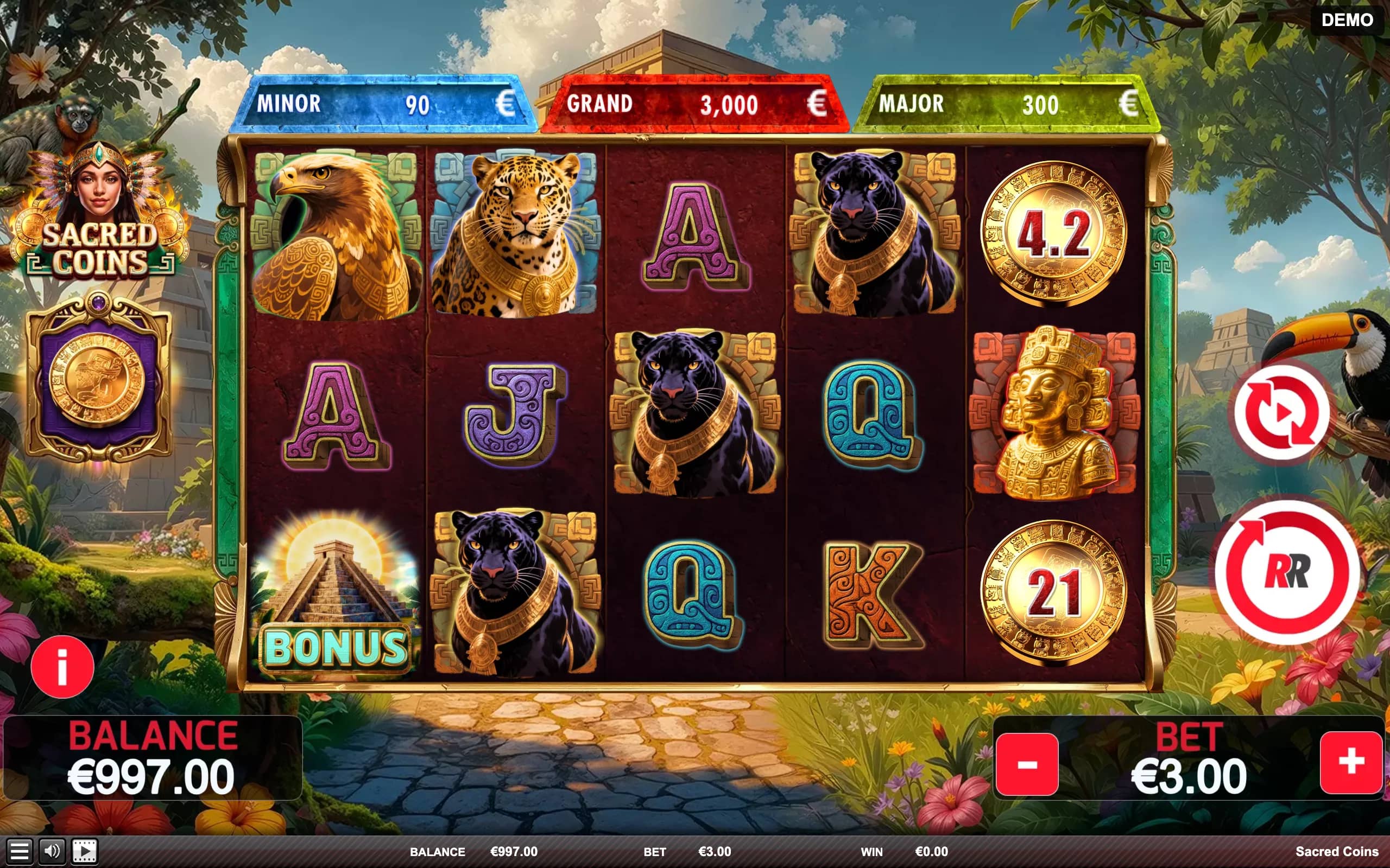 Sacred Coins slot gameplay screenshot 1
