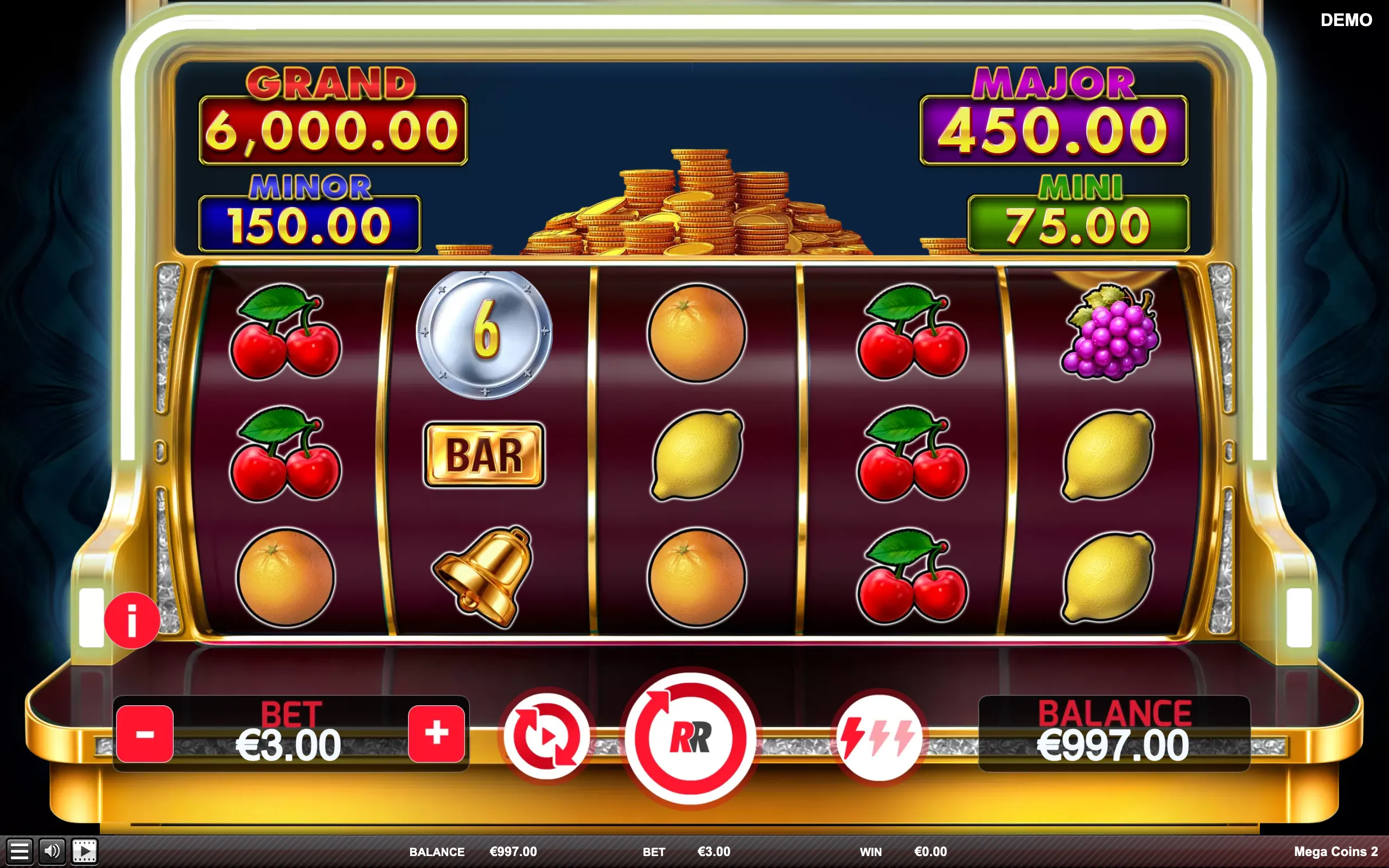 Mega Coins 2 slot gameplay screenshot 1