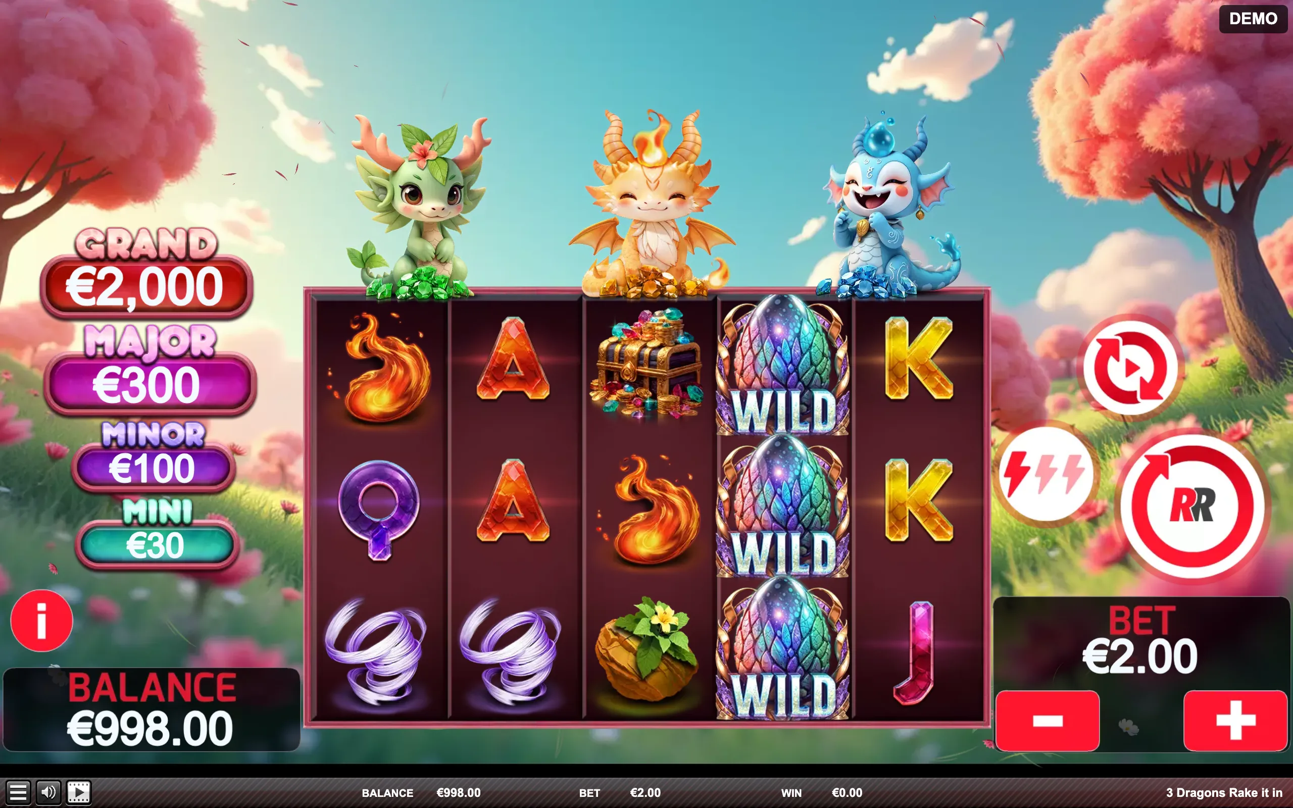 3 Dragons Rake It In slot gameplay screenshot 1