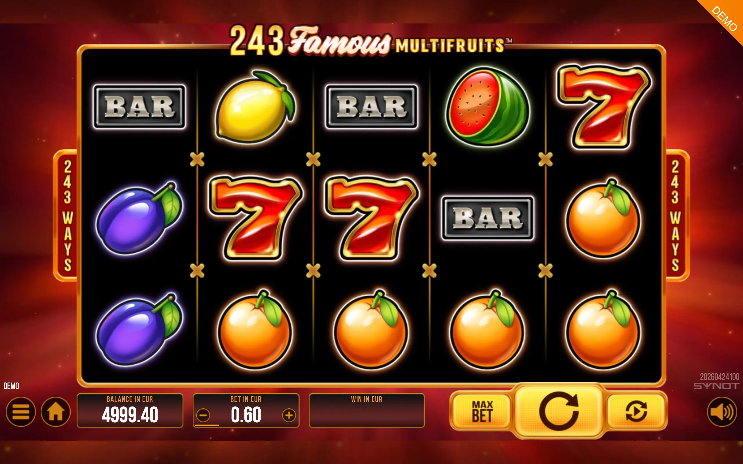 243 Famous Multifruits slot gameplay screenshot 1