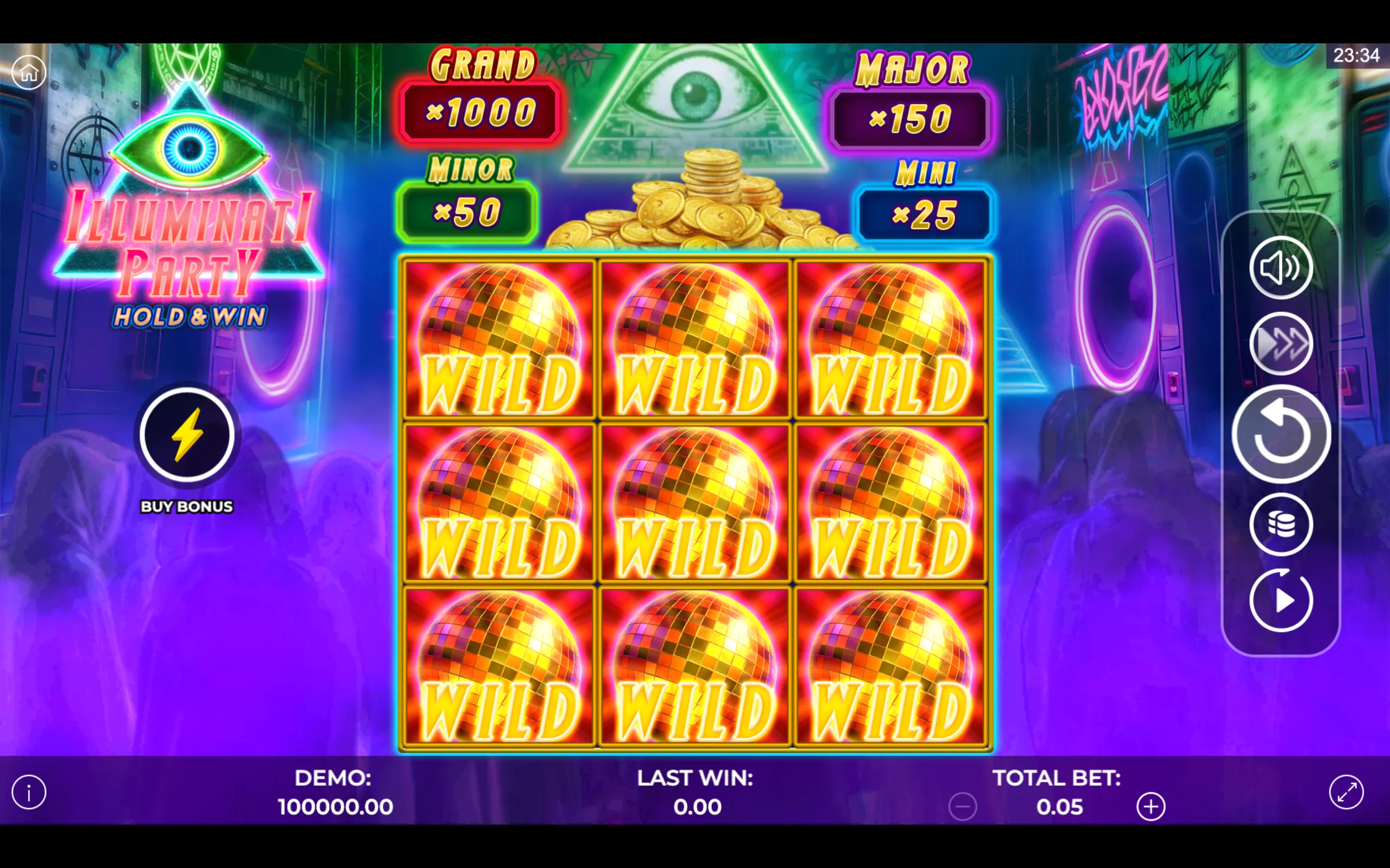 Illuminati Party slot game board