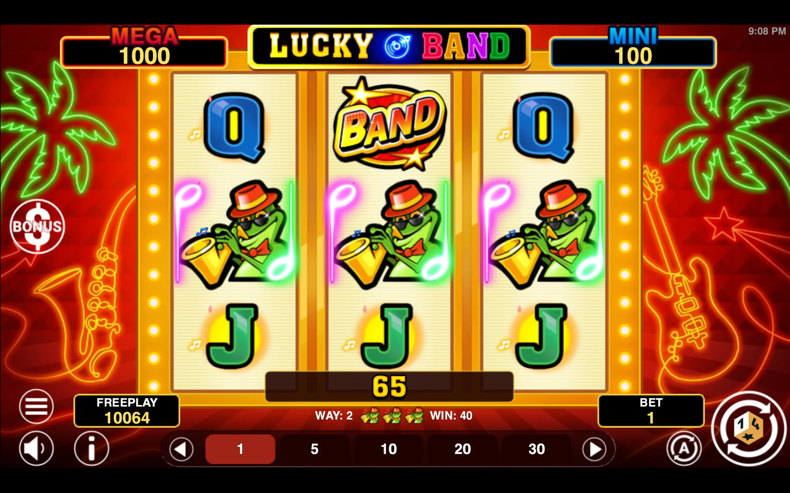 Lucky Band slot gameplay screenshot 1