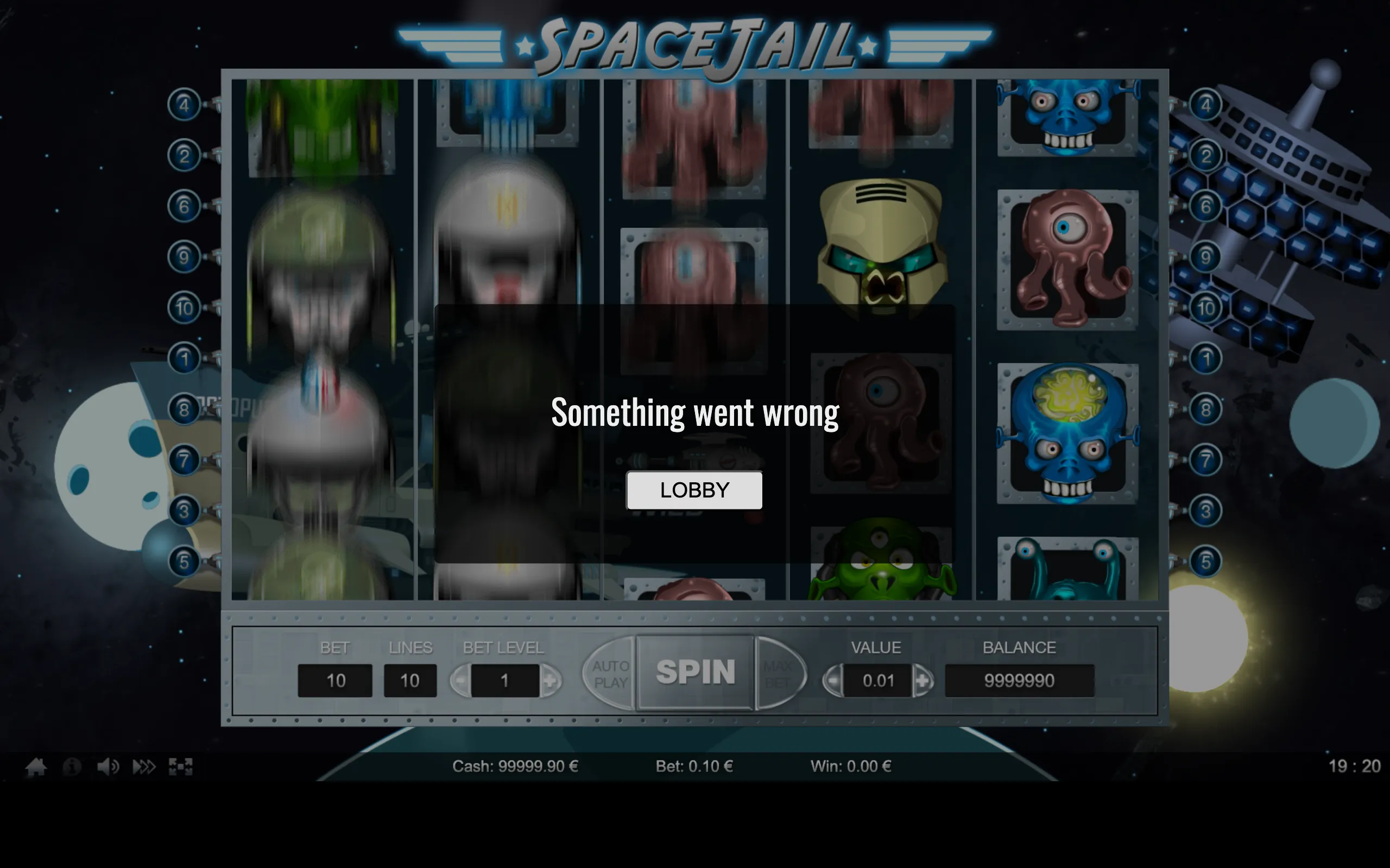 Space Jail slot game featuring animated alien prisoner symbols on a futuristic space station backdrop with a dark starry sky.