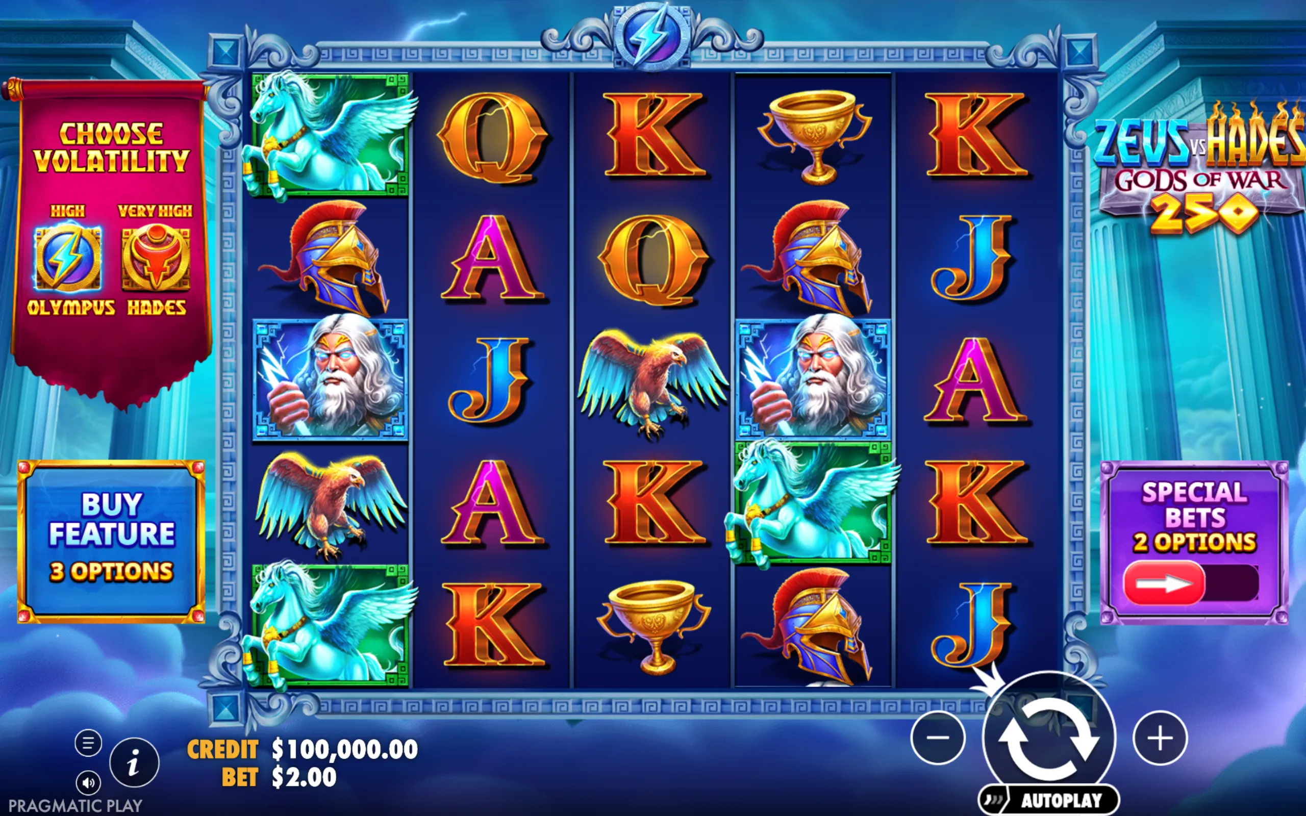 Zeus vs Hades - Gods of War 250 slot gameplay screenshot 1