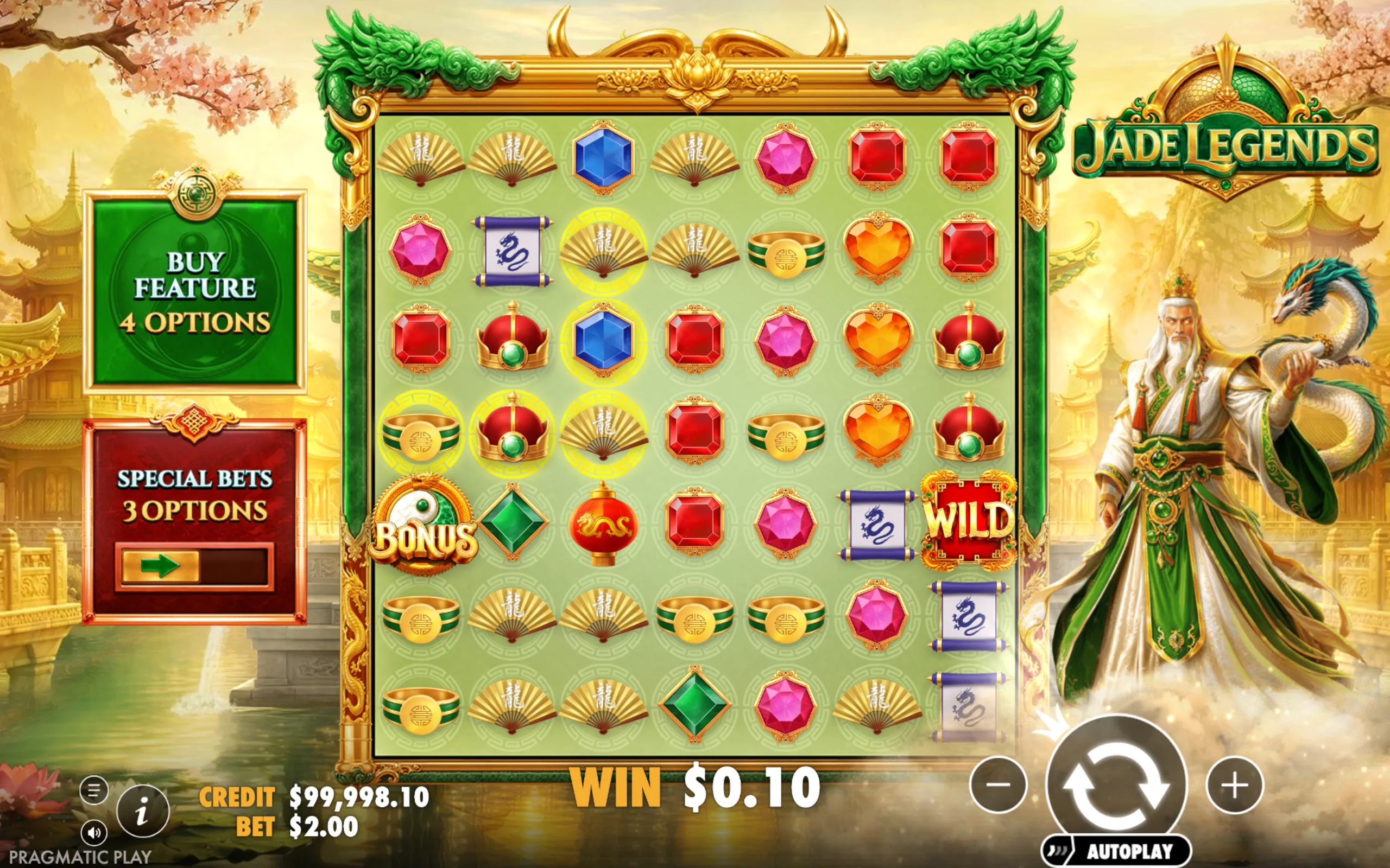 Jade Legends slot gameplay screenshot 1