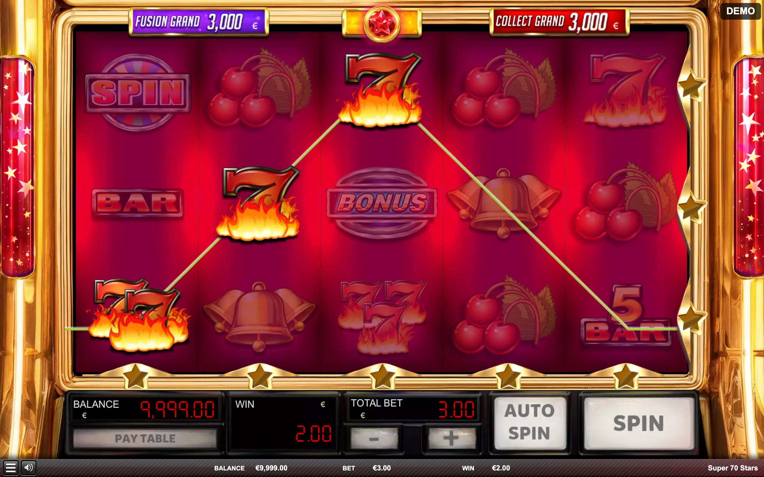Super 70 Stars slot gameplay screenshot 1