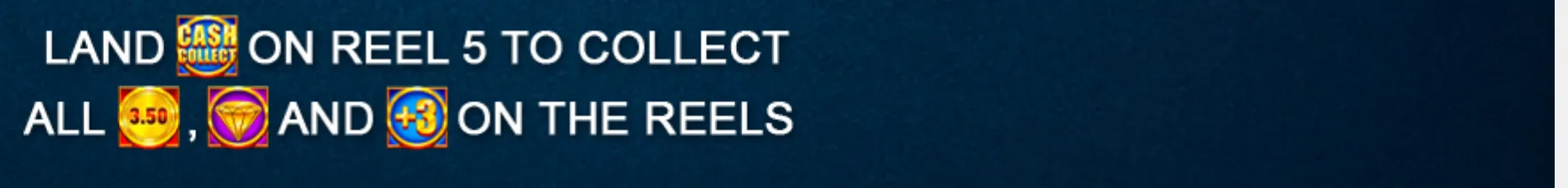 Holland Casino Cash Collect feature banner with Cash Collect, 3.50 coin, diamond, and +3 symbols on a dark blue background.