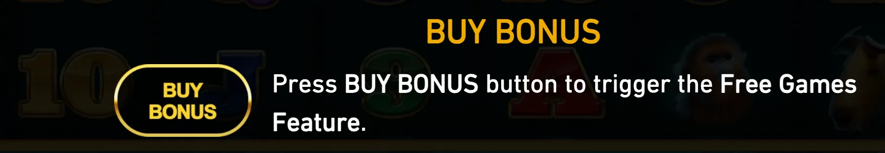 Panda Blitz buy bonus banner with a prominent yellow button and text explaining that pressing it triggers the Free Games feature.