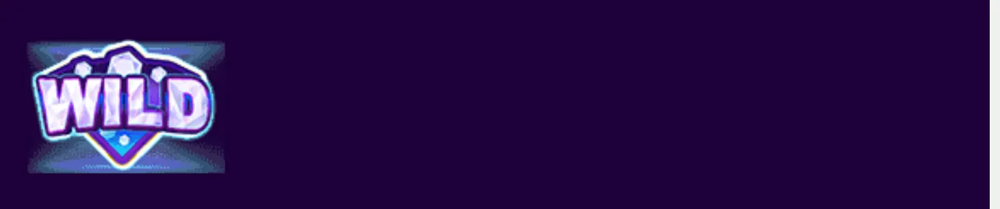 A glowing WILD emblem layered over a faceted blue diamond on a deep purple background.