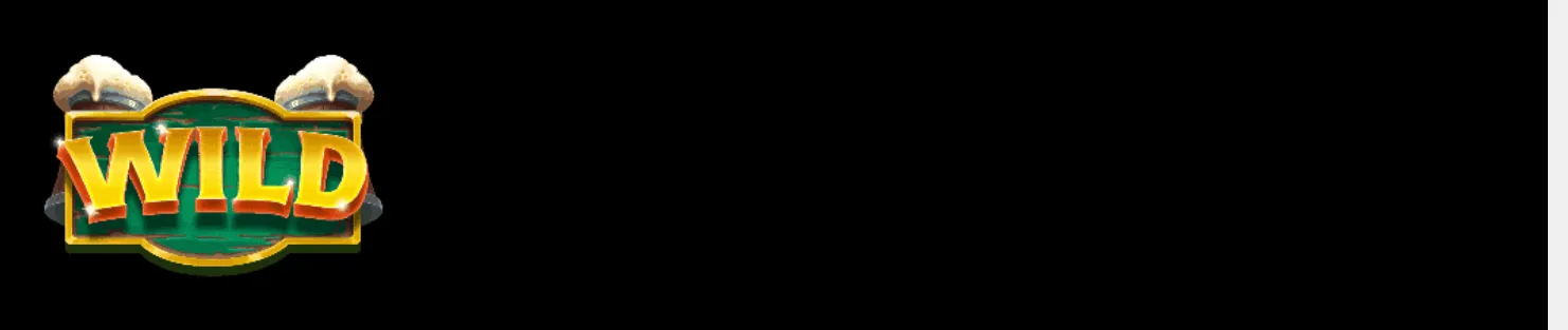 Gold-trimmed WILD slot symbol with large red and yellow lettering on a green gaming emblem against a black background.