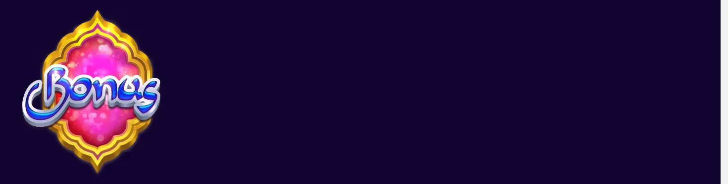 Ornate pink and gold jewel-shaped emblem with the word "Bonus" in metallic blue lettering against a deep purple backdrop.
