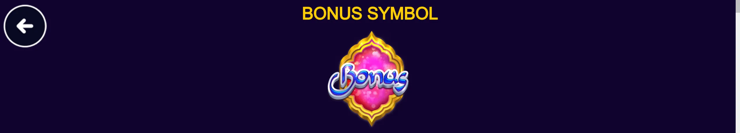 A stylized Bonus symbol with glossy lettering over a pink jewel-shaped emblem, framed in ornate gold against a dark purple backdrop.
