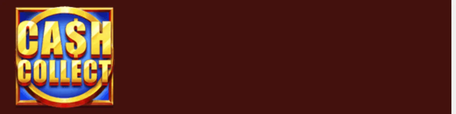 A gold-and-blue CASH COLLECT emblem with a red-and-gold border, presenting a bold casino-style visual for Gladiator: Mega Cash Collect.