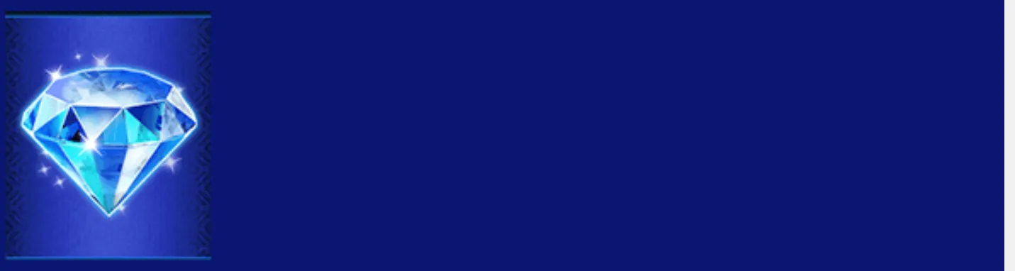 A faceted blue-white diamond symbol sparkles against a deep blue backdrop.