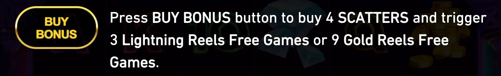 A dark Circuit Shock bonus banner with a yellow Buy Bonus button and text offering 3 Lightning Reels or 9 Gold Reels free games.