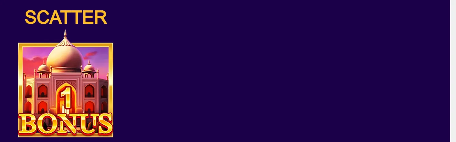 Scatter symbol featuring a domed palace at sunset, with bold gold lettering reading “1 BONUS” against a deep purple backdrop.
