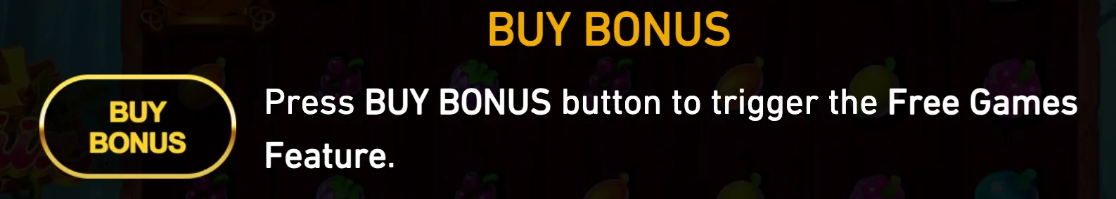 A darkened Wizzy Trix slot interface displays a prominent yellow Buy Bonus button and text instructing players to trigger the Free Games feature.
