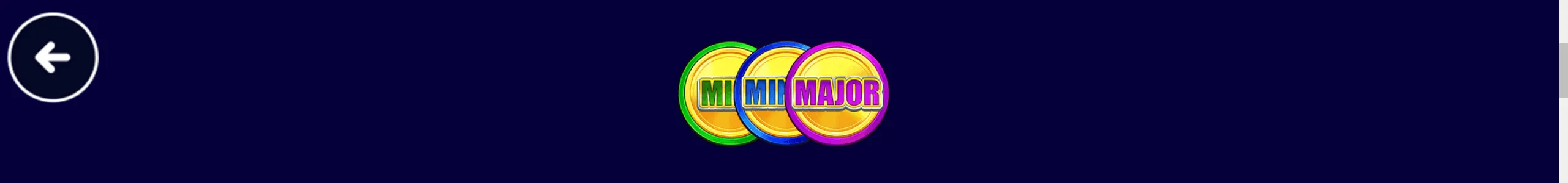 Three overlapping gold jackpot coins with green, blue, and magenta rims display tier labels against a dark navy backdrop.