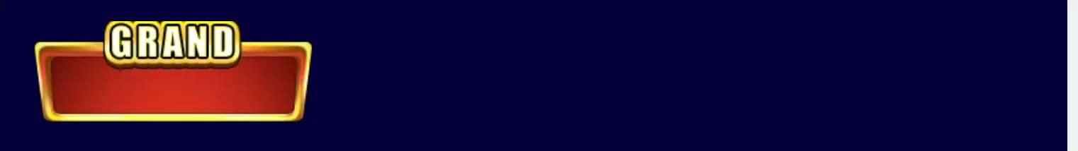 A gold-trimmed red jackpot meter labeled "GRAND" appears against a dark navy background.