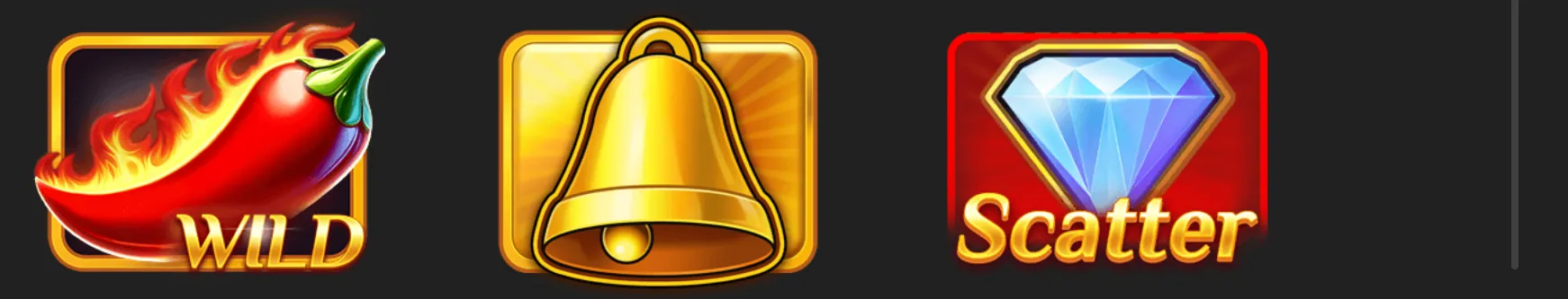 Hot Chilli Bells 100 features a flaming red chilli pepper marked Wild, a golden bell, and a blue diamond marked Scatter against dark, glossy reel-style panels.