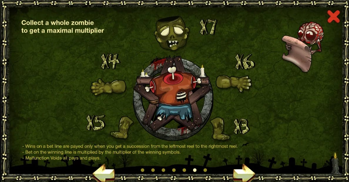 Zombie Slot paytable page 6