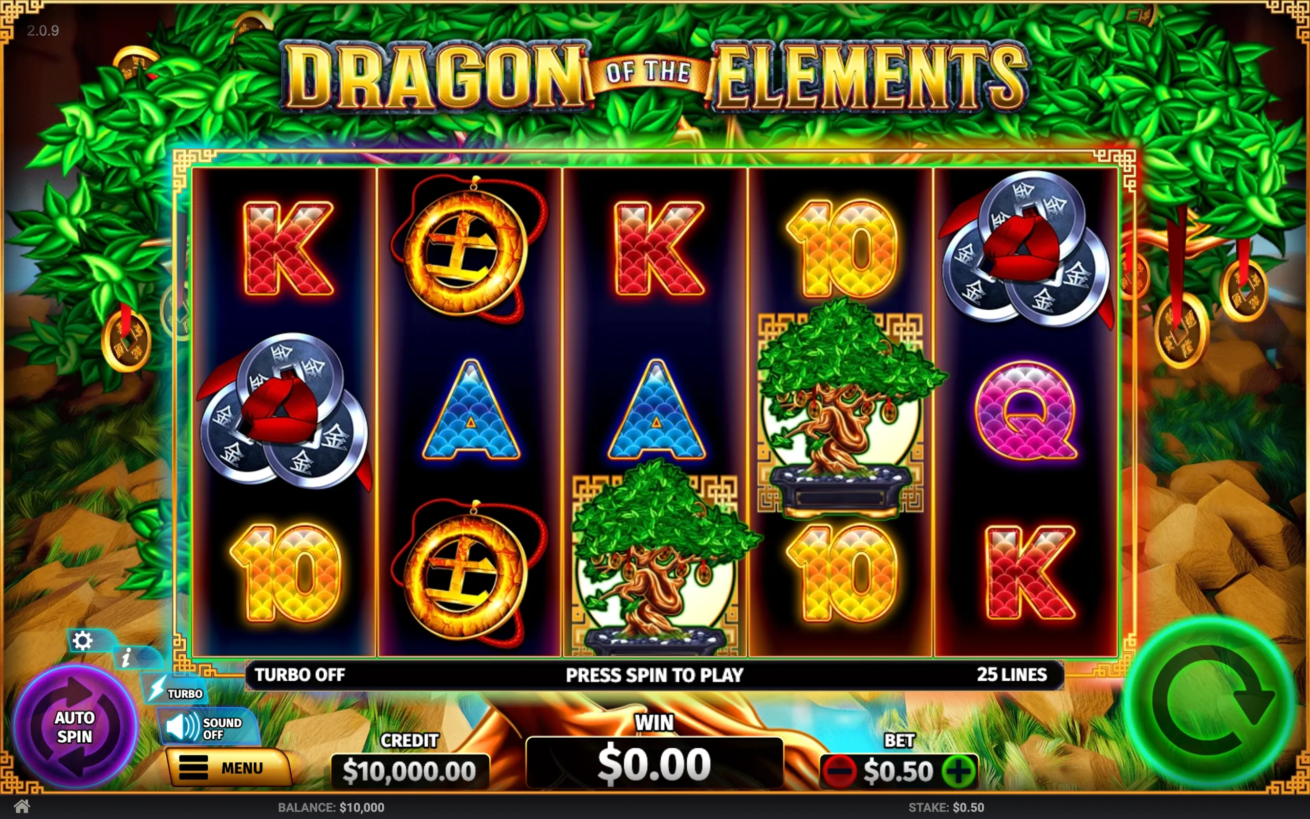 Dragon of the Elements paytable page 4 with symbol payouts
