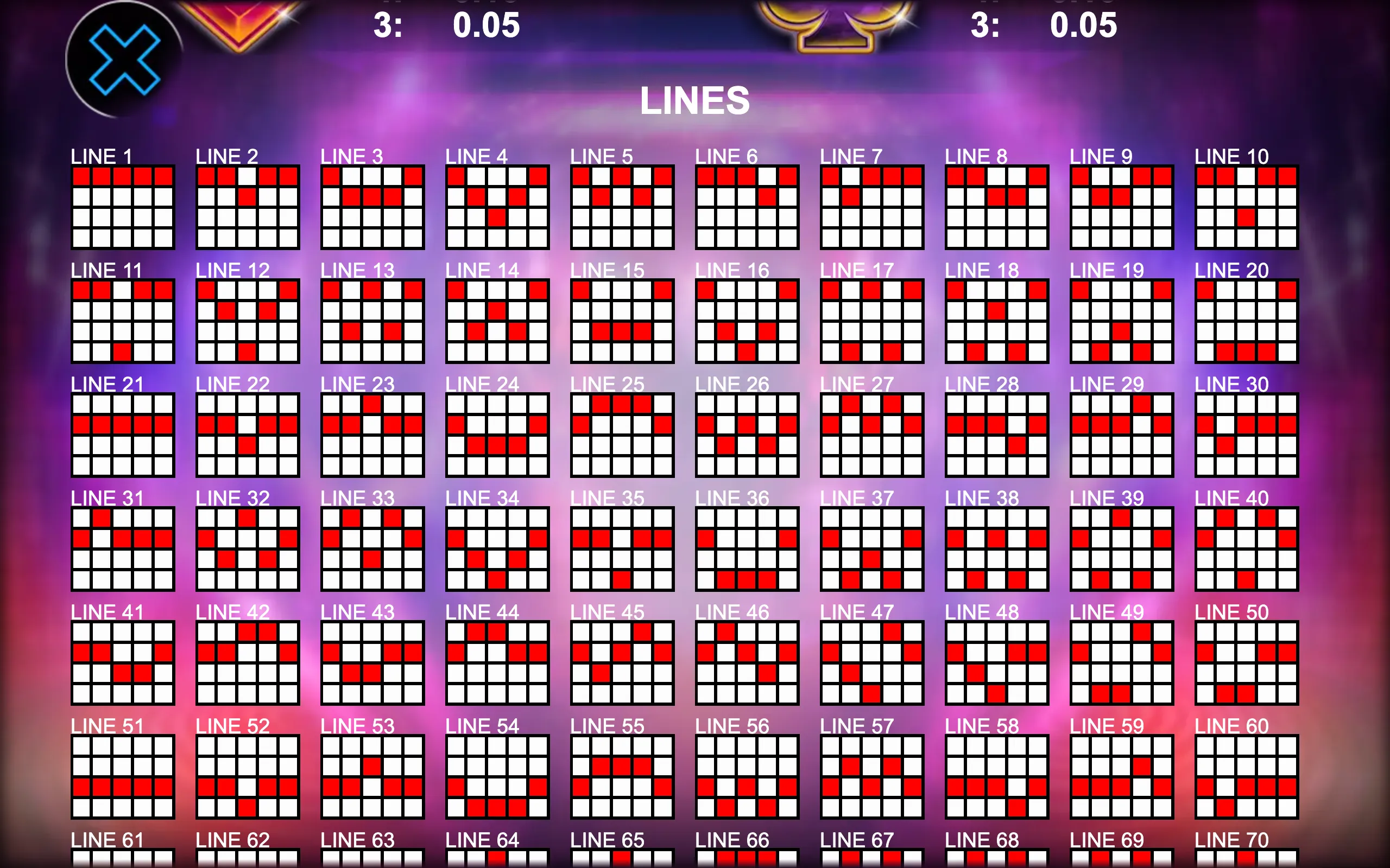 100 Burning Brilliants paytable page 3 with symbol payouts