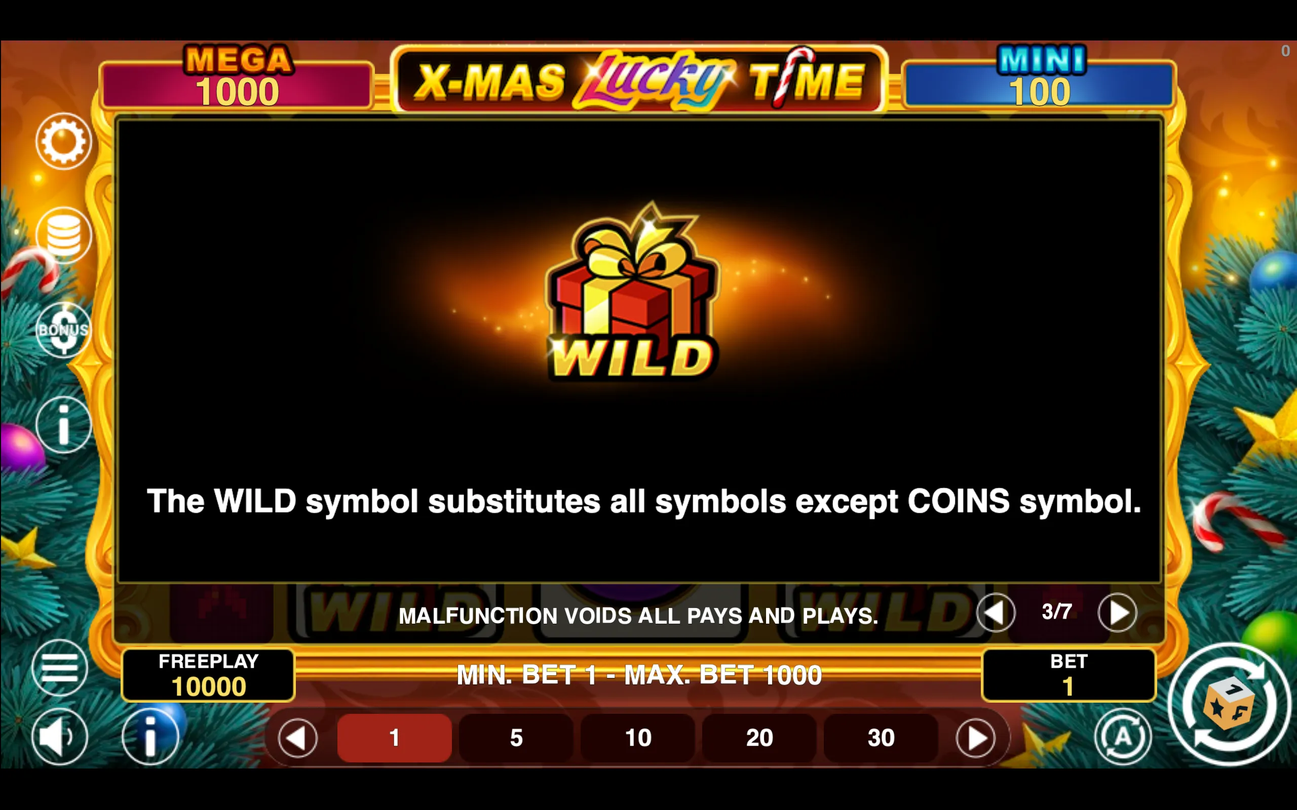 Xmas Lucky Time Hold & Win paytable page 3 with symbol payouts