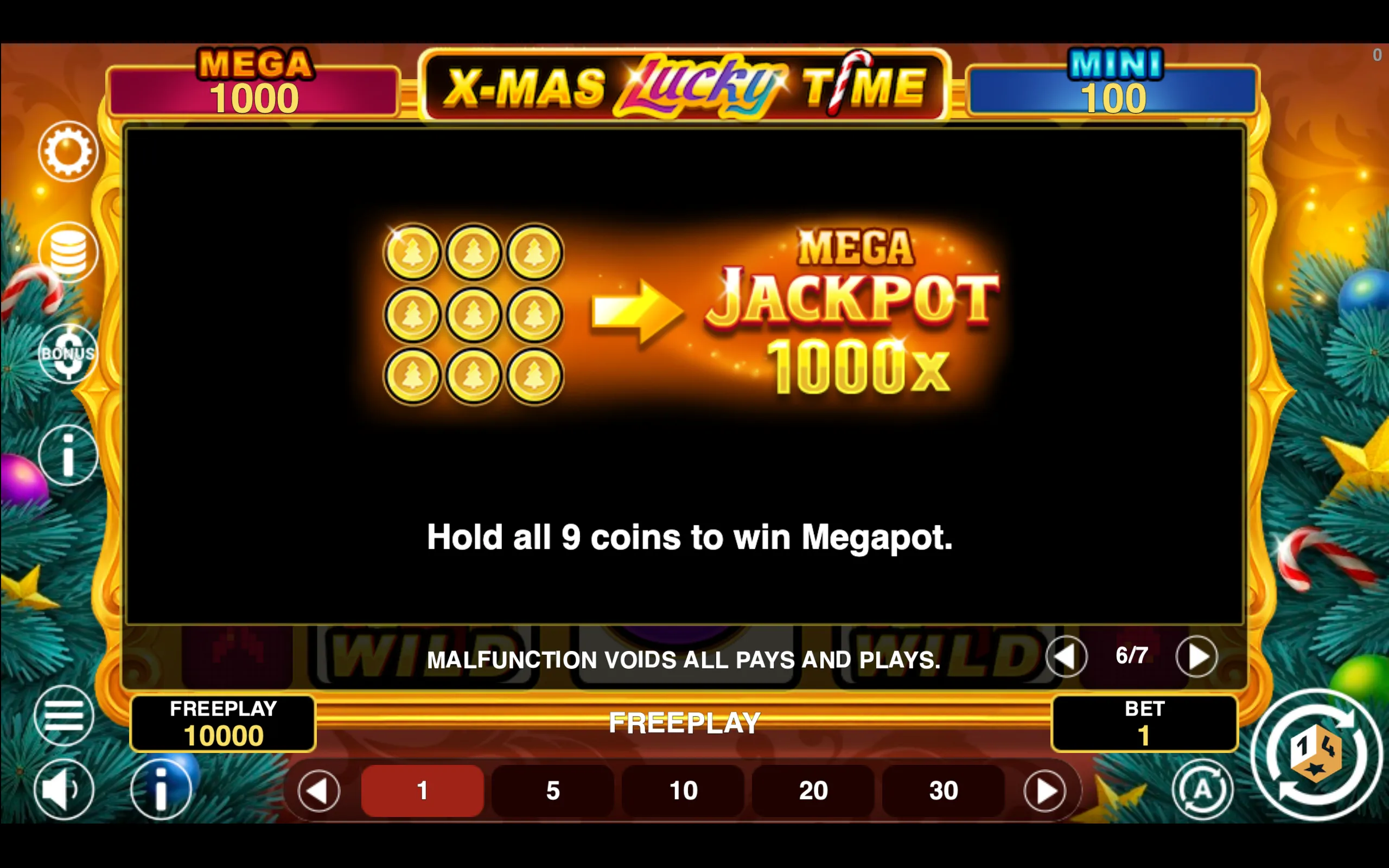 Xmas Lucky Time Hold & Win paytable page 5 with symbol payouts