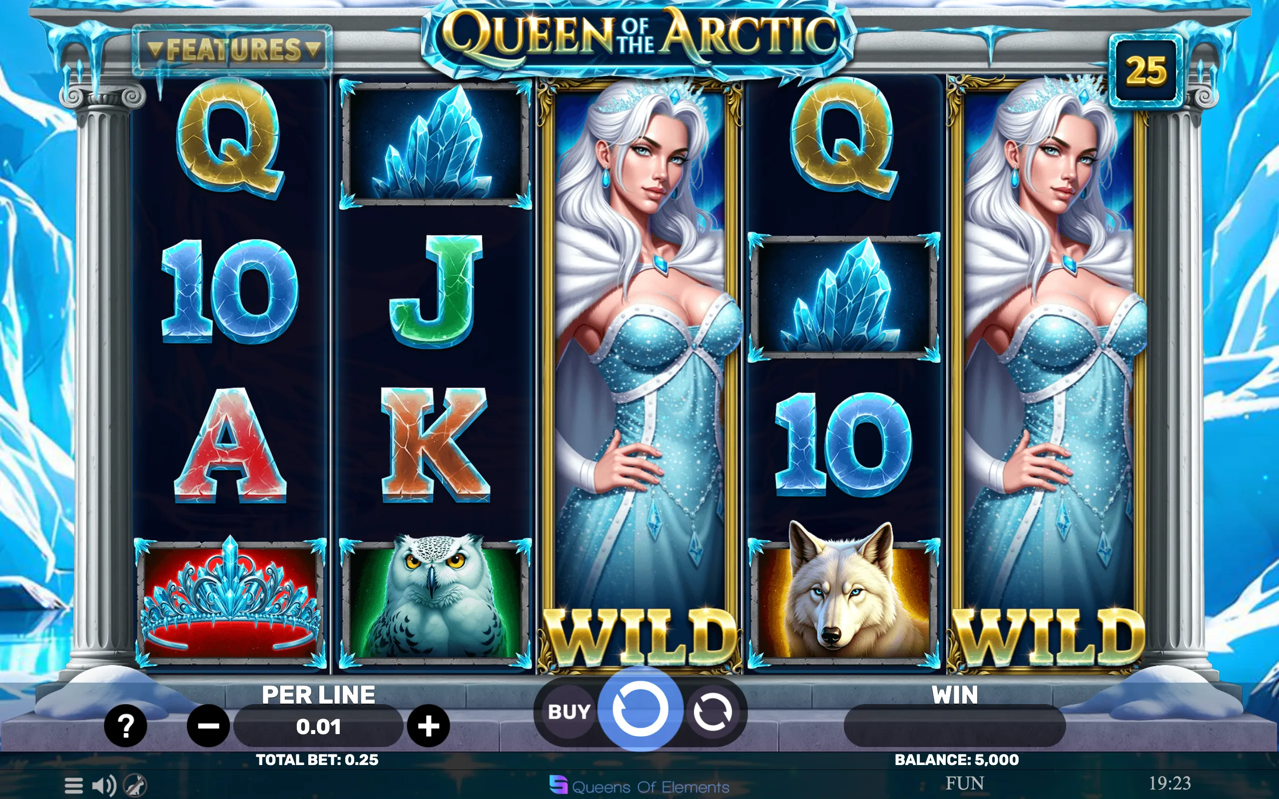 Queen of the Arctic symbol payouts on the game board