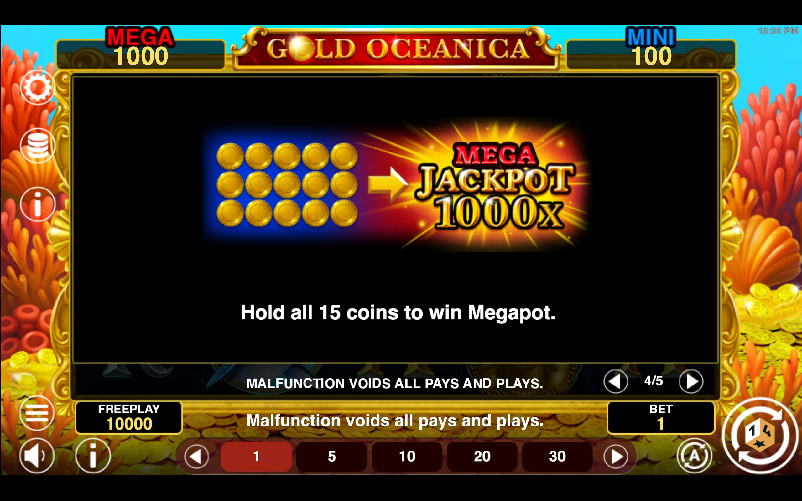 Gold Oceanica paytable page 4 with symbol payouts