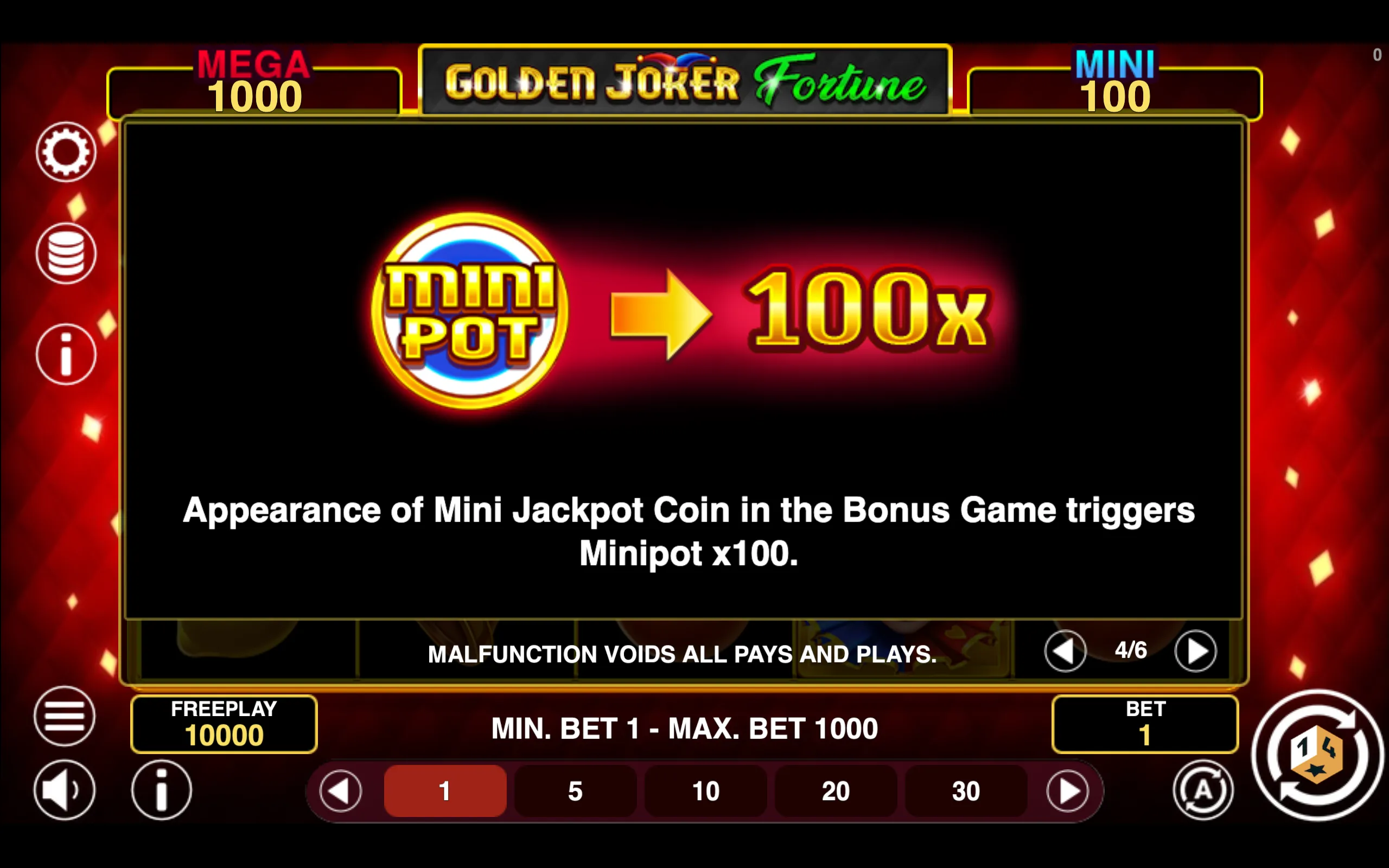 Golden Joker Fortune paytable page 4 with symbol payouts