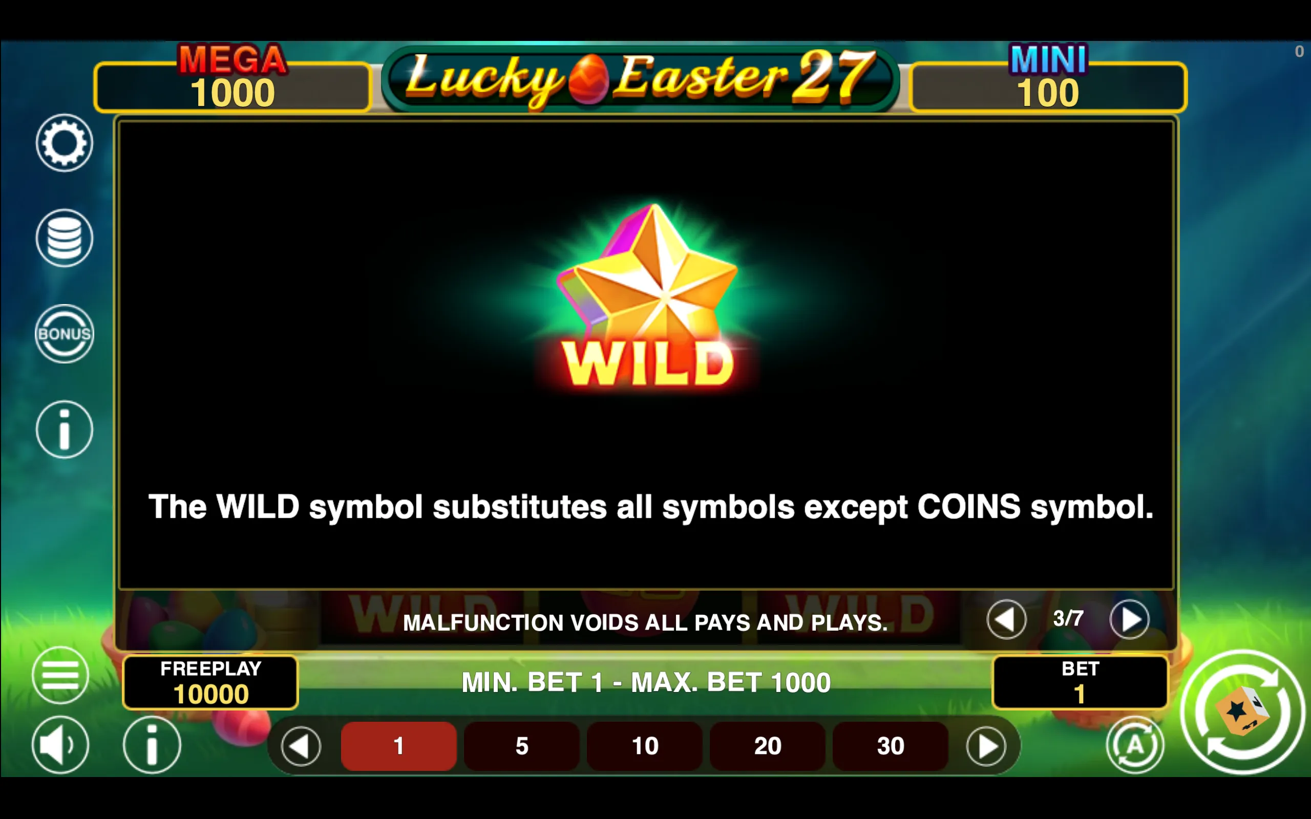 Lucky Easter 27 Hold & Win paytable page 3 with symbol payouts