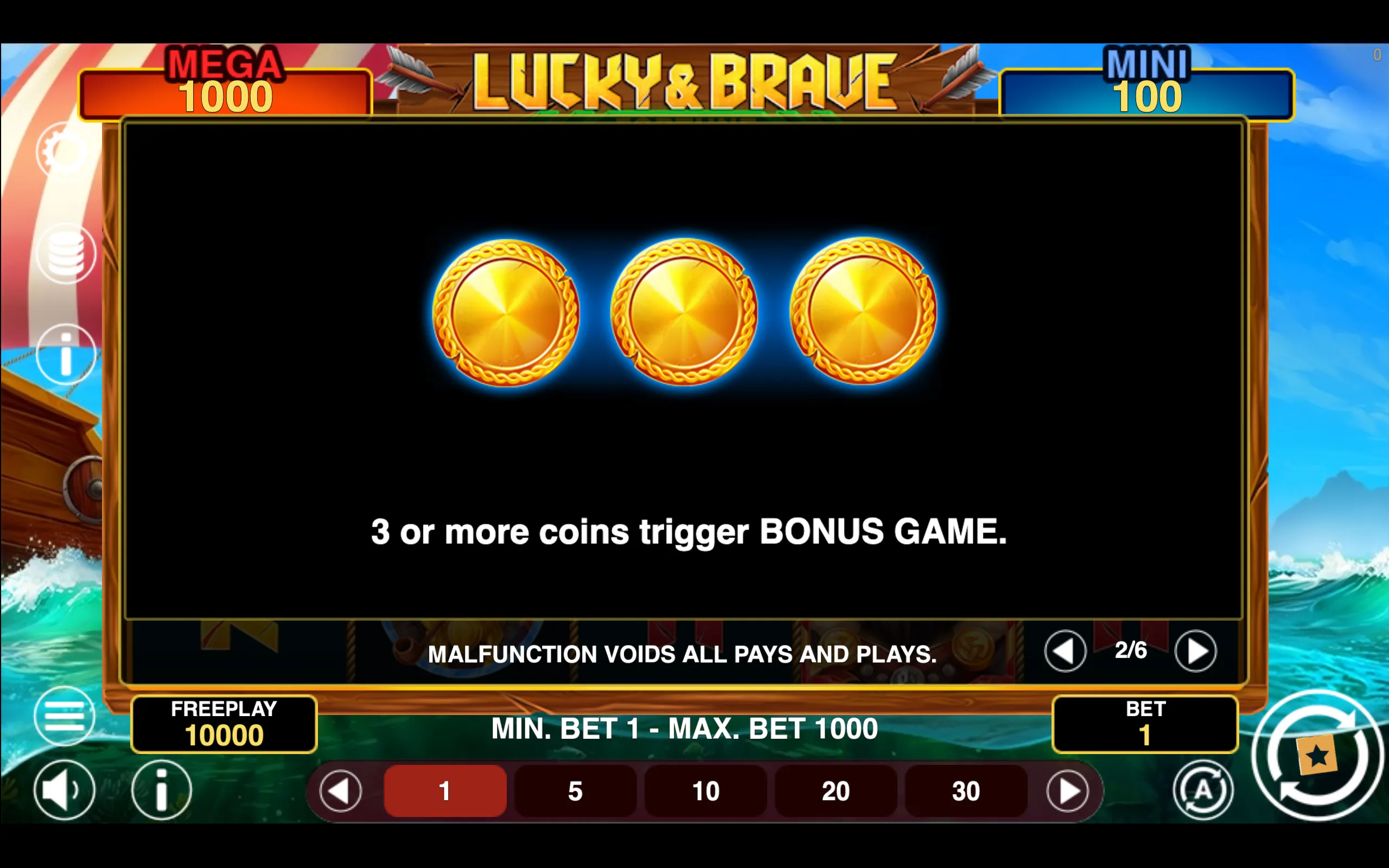 Lucky & Brave Fortune paytable page 2 with symbol payouts