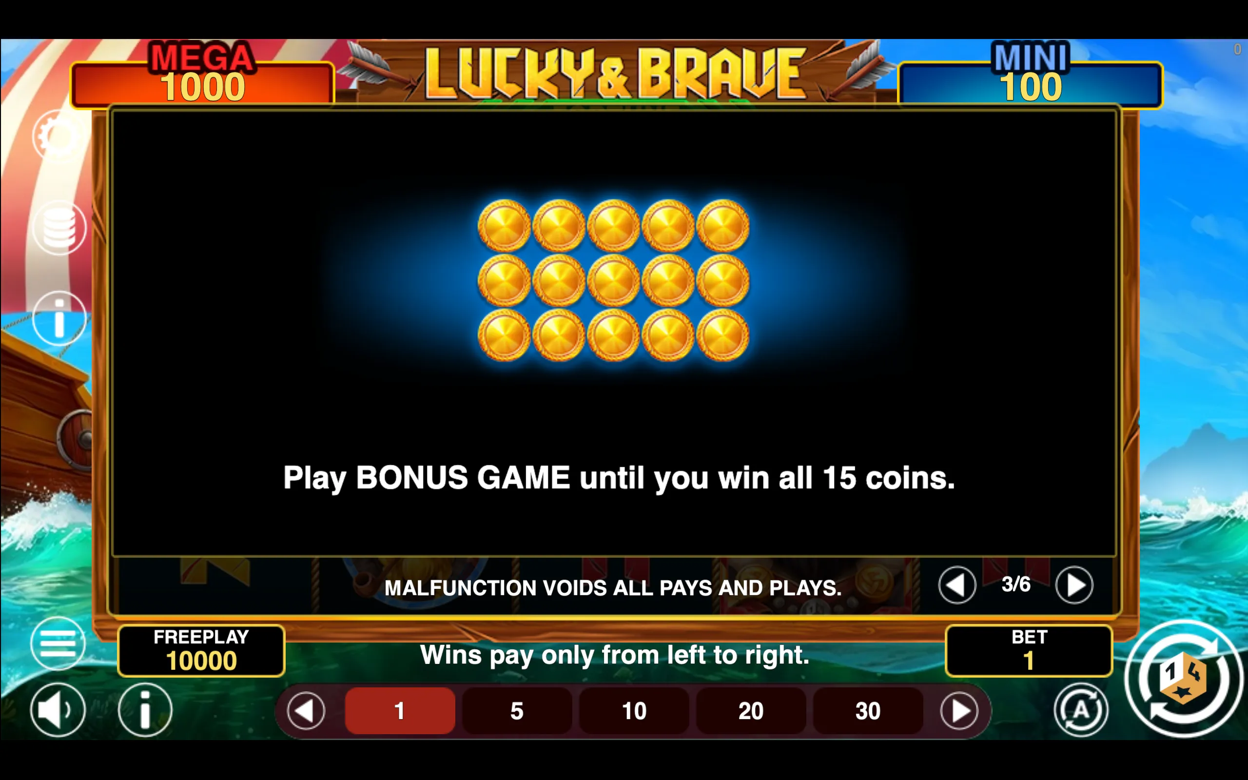 Lucky & Brave Fortune paytable page 3 with symbol payouts