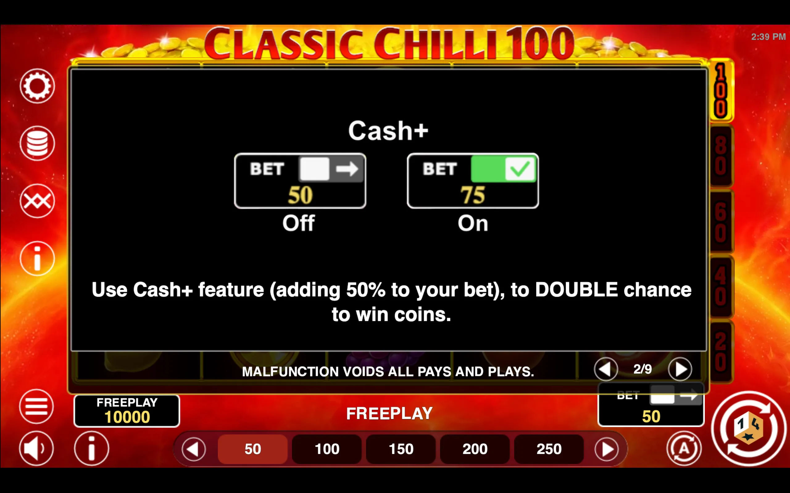 Classic Chilli 100 paytable page 2 with symbol payouts