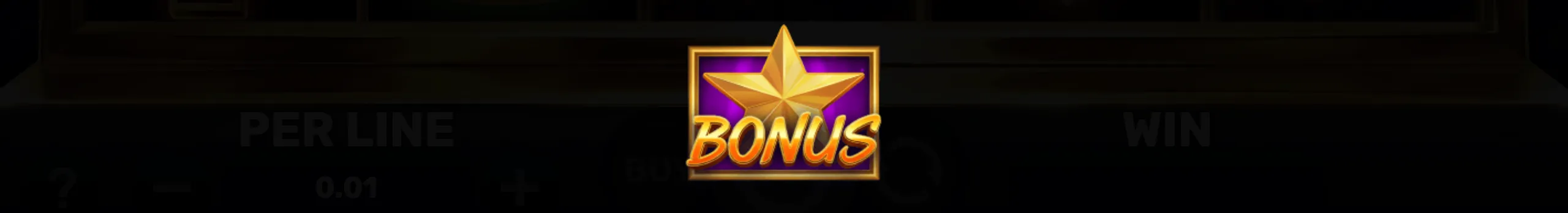 A golden star bonus symbol with the word 'BONUS' in bright orange letters on a purple background, emphasizing the game's bonus feature.