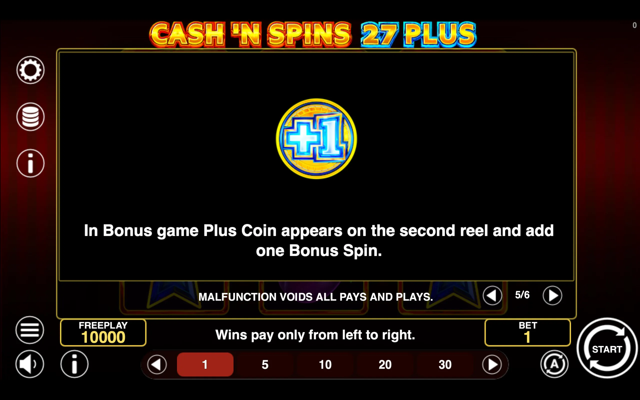 Cash'n Spins 27 Plus paytable page 4 with symbol payouts