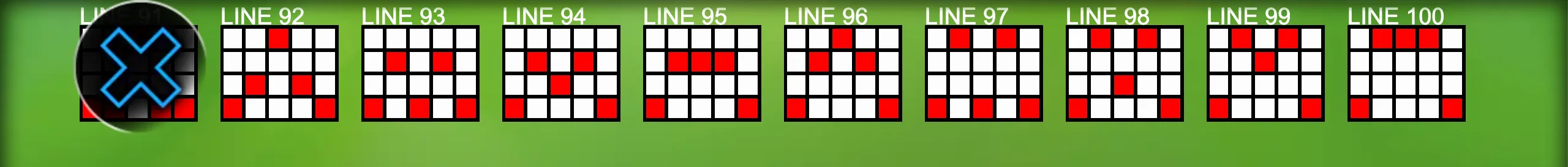 Preview of 100 Fruitata Wins slot paylines on a vibrant green background