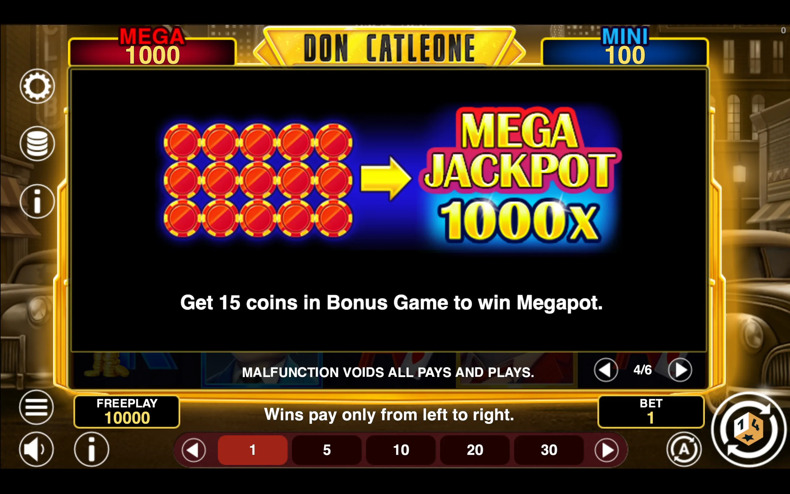Don Catleone Win Spins paytable page 4 with symbol payouts