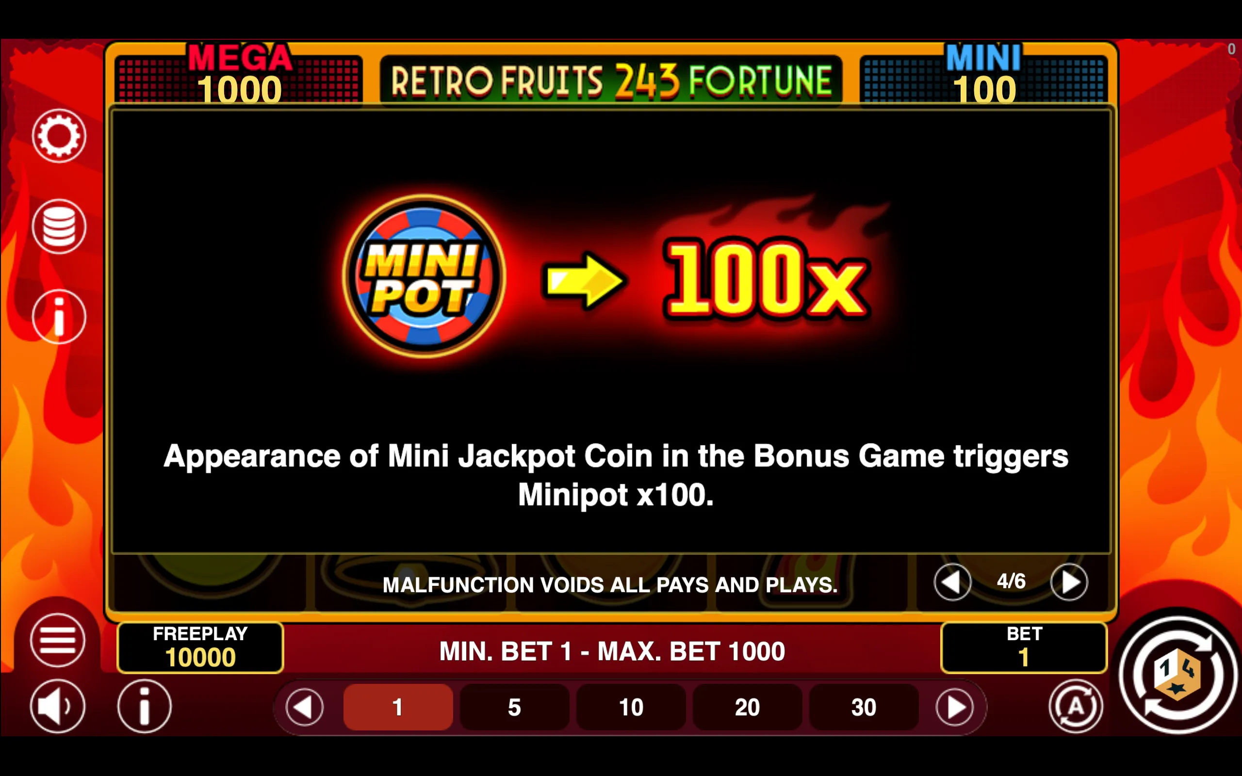 Retro Fruits 243 Fortune paytable page 4 with symbol payouts